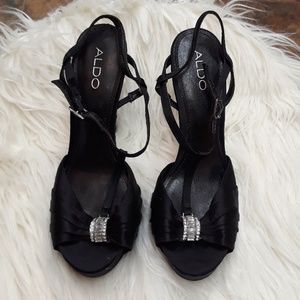 Aldo 5" black stiletto platform peekaboo heels